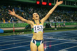 Sabina Letícia Heitling, medalha de ouro na prova de 3.000 metros com obstáculos