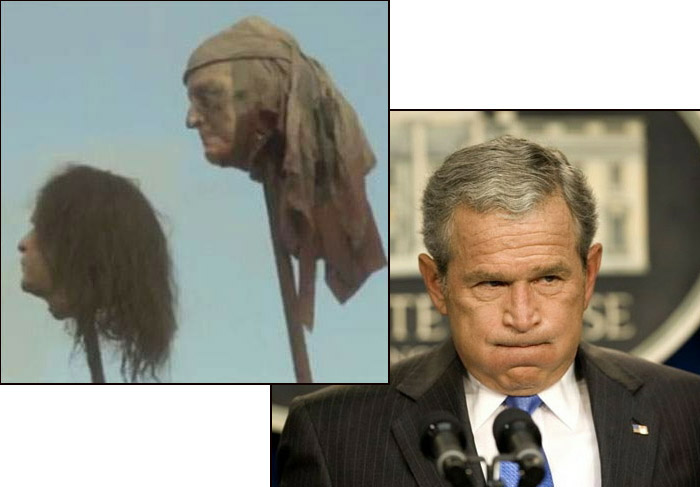 Cabeça decapitada em série de TV é semelhante à de George W. Bush Ofuxico