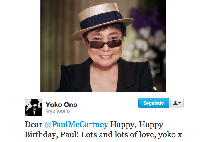 Yoko Ono parabeniza Paul McCartney em seu aniversário O Fuxico