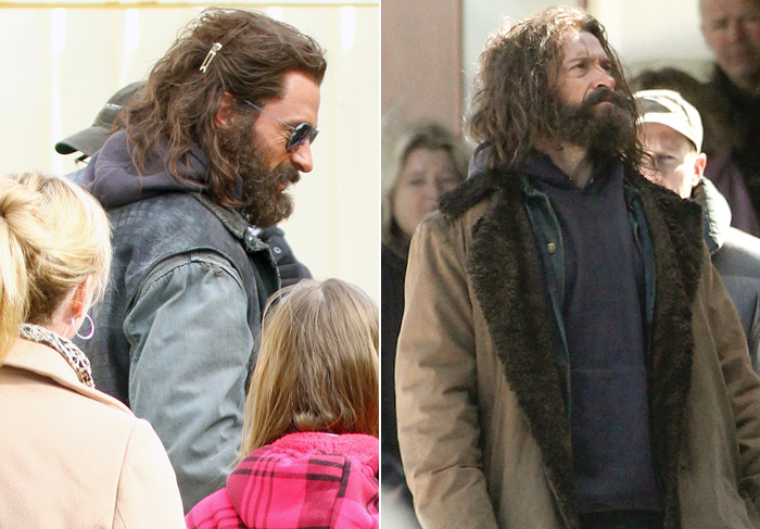 Hugh Jackman filma The Wolverine com look barbudo e descabelado