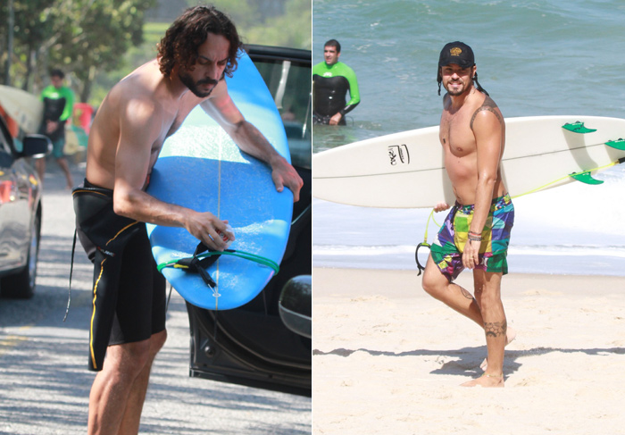 Gabriel, o Pensador e Paulinho Vilhena surfam na Prainha, no Rio