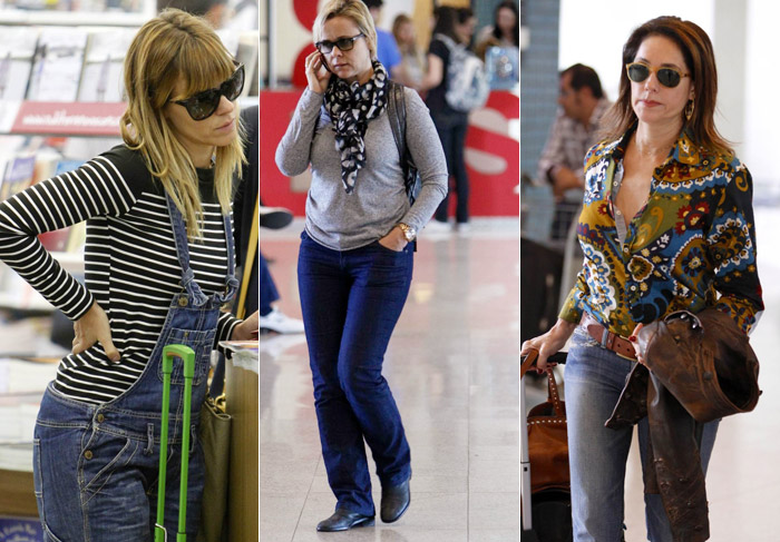 Carolina Dieckmann e Christiane Torloni embarcam em aeroporto no Rio