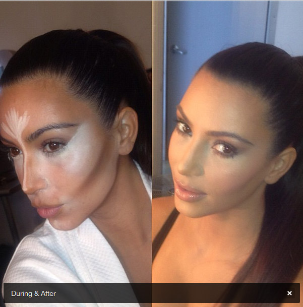 Kim Kardashian mostra o efeito de uma boa maquiagem