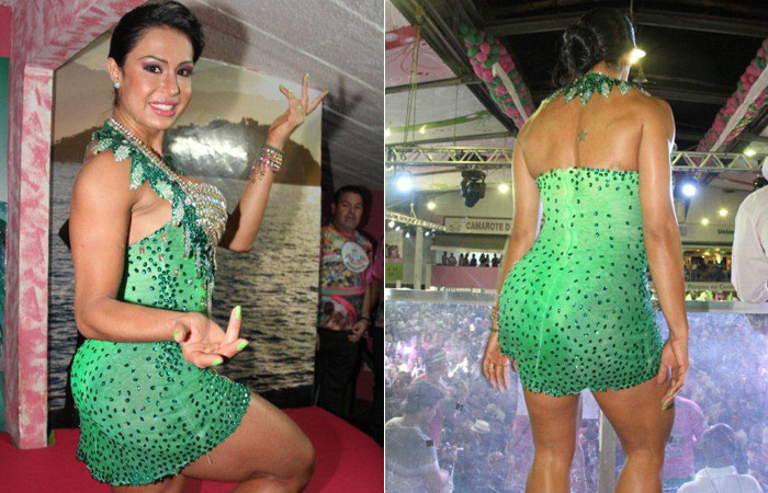 Gracyanne Barbosa usa vestido sensual em festa na Mangueira