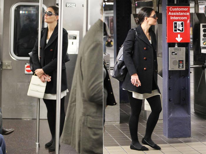 Katie Holmes pega metrô novamente para ir a ensaio de peça