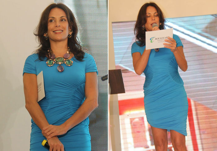 Carolina Ferraz arrasa com vestido azul em evento no Pará