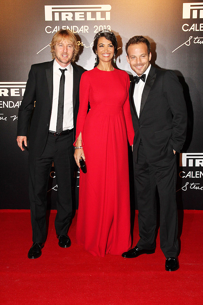 Os atores Owen Wilson e Stephen Dorff com a primeira-dama da Pirelli