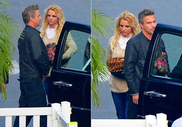 Britney Spears vai acompanhada do noivo e da cachorra para o X Factor