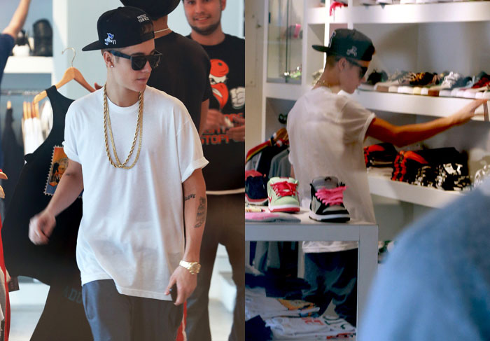 Justin Bieber é flagrado fazendo compras em Miami