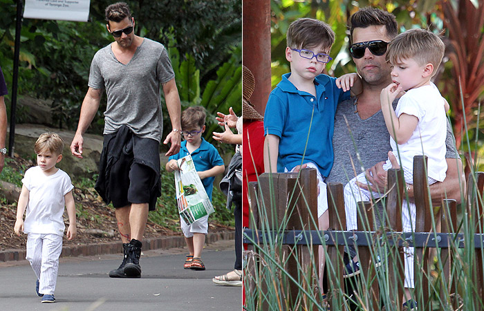 Ricky Martin passeia com os filhos no zoológico de Sydney
