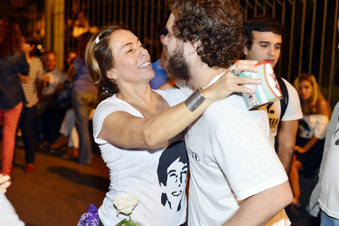 Cissa Guimarãeas com o filho João Velho, na inauguração do túnel em homenagem a Rafael