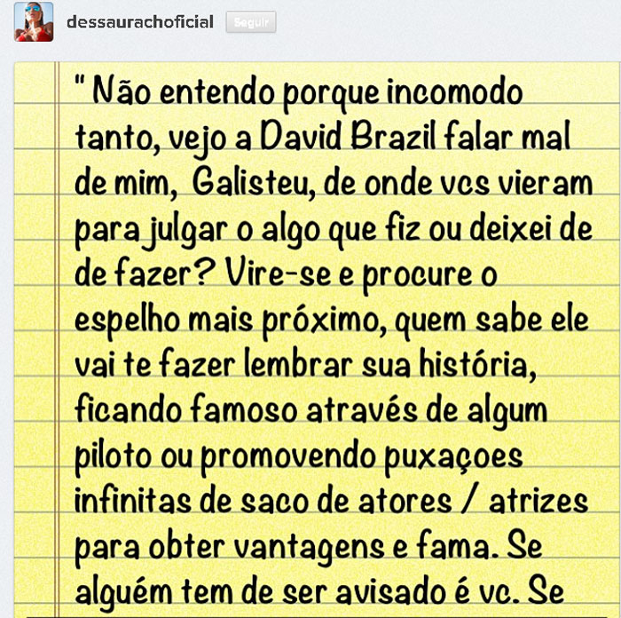 Andressa Urach rebate críticas de Galisteu e David Brazil em seu twitter