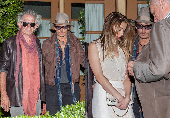 Johnny Depp janta com Amber Heard e integrantes dos Rolling Stones