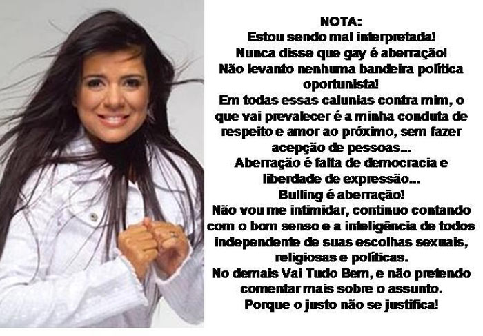 Nota publicada por Mara Maravilha