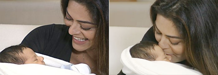 Juliana Paes apresenta o 2º filho, Antonio, ao Fantástico