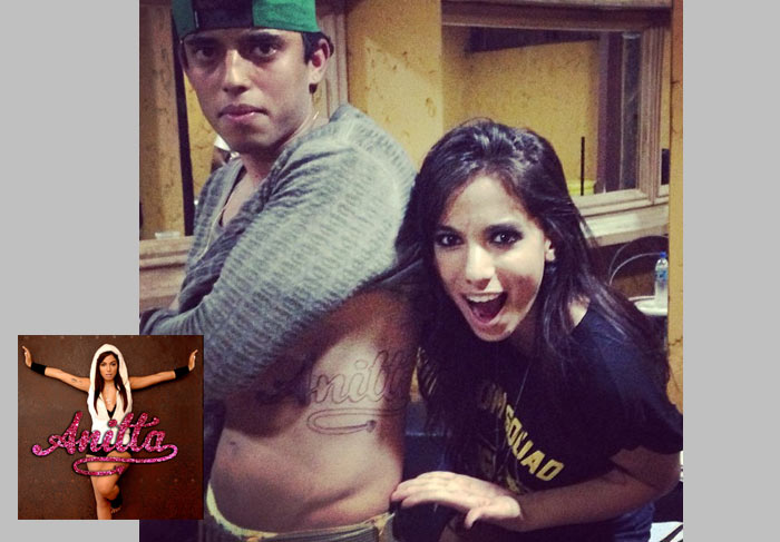 Anitta fica chocada com tatuagem de seu nome feita por fã