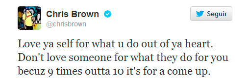  Chris Brown dá conselhos sobre o amor no Twitter e acaba cutucando Rihanna