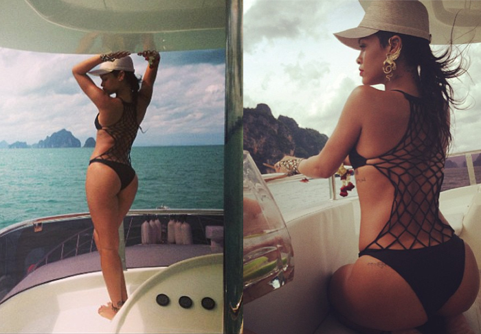 Rihanna exibe o corpão enquanto curte praia Tailandesa