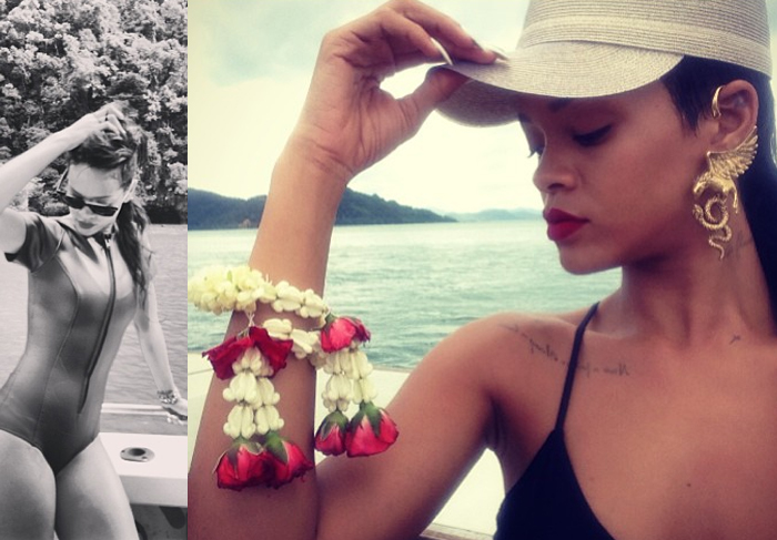 Rihanna exibe o corpão enquanto curte praia Tailandesa