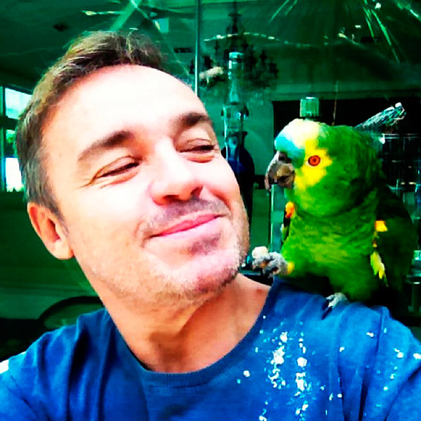 Gugu Liberato paparica papagaio: “Muito lindo”