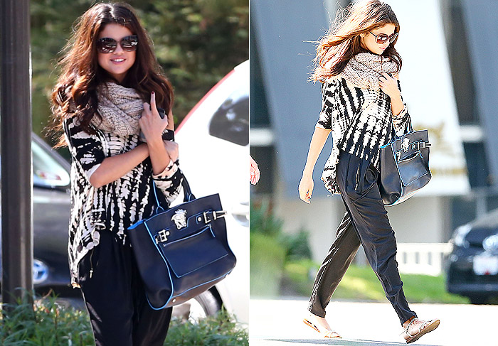 Selena Gomez esbanja estilo durante visita a hospital na Califórnia