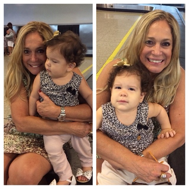 Susana Vieira se encanta por bebê em aeroporto paulista
