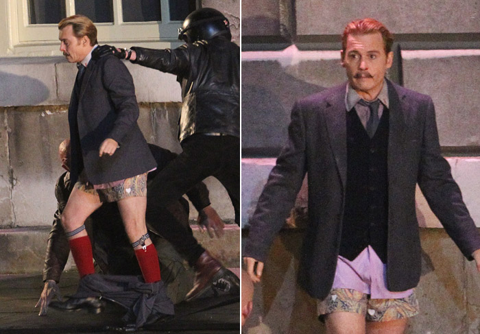 Johnny Depp fica só de cueca em set de filmagem 