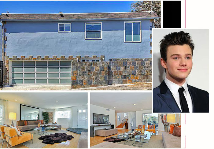 Chris Colfer colocou este apartamento à venda. Localizado no bairro de Laurel Canyon, em Los Angeles, tem apenas dois quartos. Trata-se de um apartamento de solteiro que custou ao jovem ator, cantor e escritor norte-americano 860.000 dólares. 