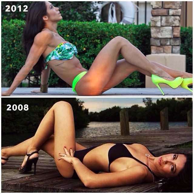 Bela Falconi faz comparação de seu corpo entre 2008 e 2012