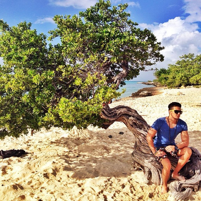 Luan Santana curte férias em Aruba