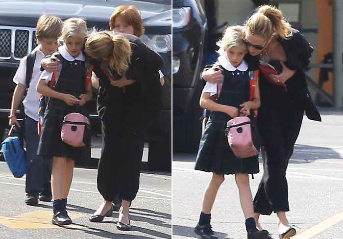  Julia Roberts leva os filhos para a escola em Los Angeles