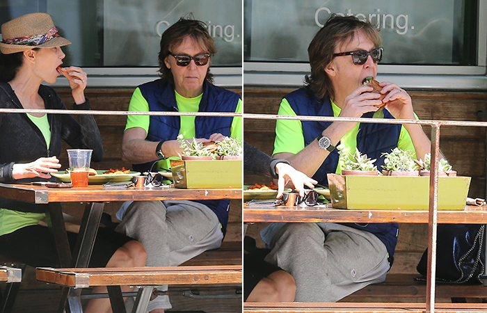 Paul McCartney faz uma “boquinha” com a esposa em Beverly Hills