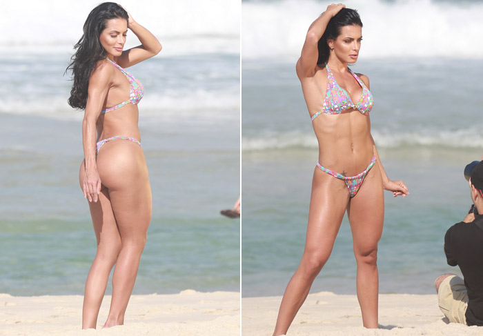 Carla Prata posa sexy para novo ensaio em praia carioca