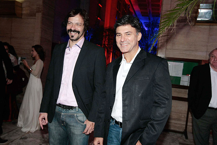 Heitor Martinez e Leonardo Vieira chegaram juntos ao Jockey Club de São Paulo para a comemoração