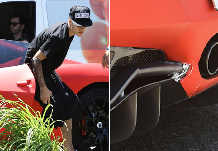 Justin Bieber se envolve em acidente com sua Ferrari