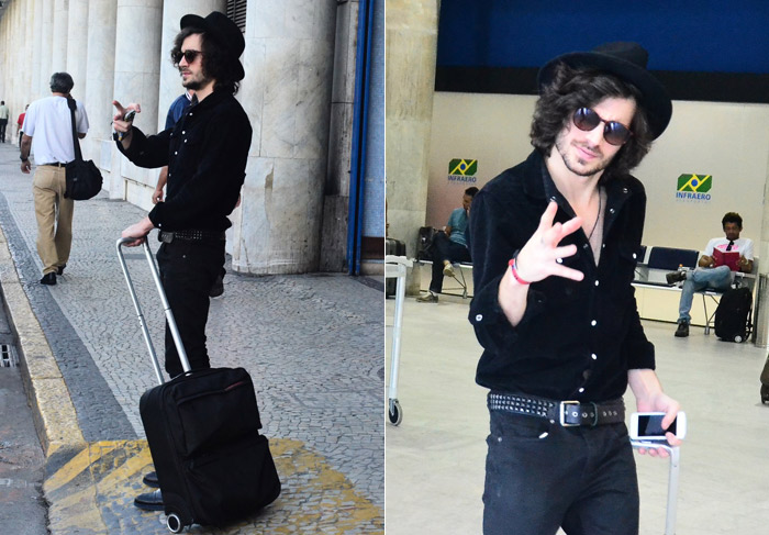 Fiuk faz pose para paparazzo em aeroporto carioca