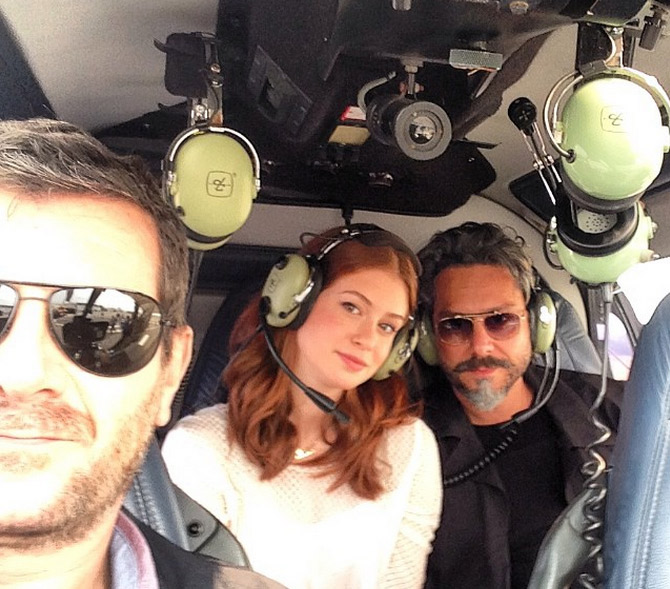 Marina Ruy Barbosa e Alexandre Nero gravam Império em helicóptero