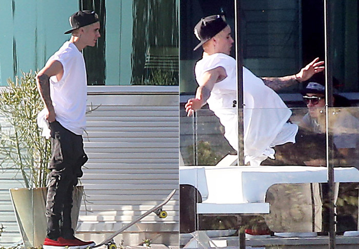 Justin Bieber mostra habilidade com skate em Los Angeles