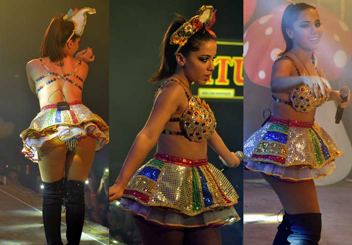 Vestida de passista de frevo, Anitta sensualiza em show