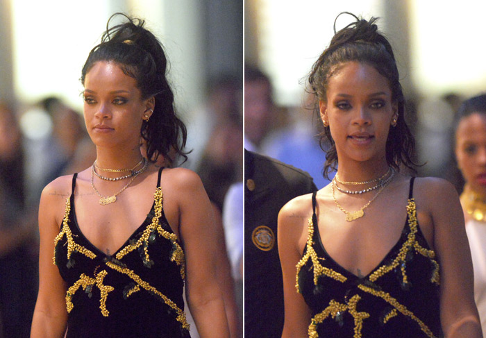 Rihanna abusa do decote em festa de Reveillón de P. Diddy