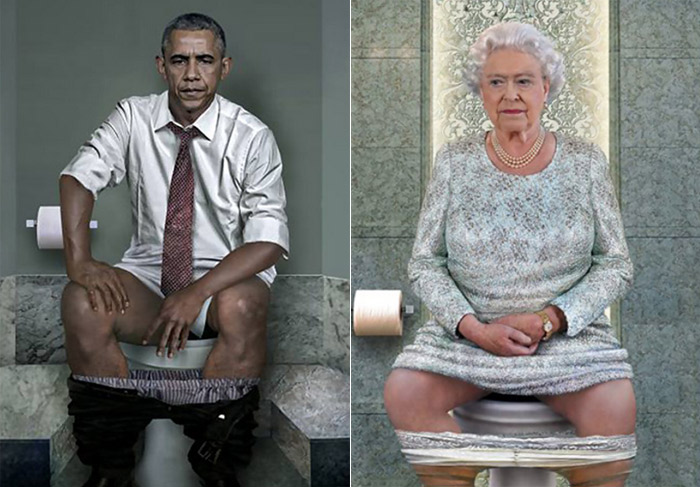 Artista faz montagem para mostrar os principais líderes mundiais ‘no trono’