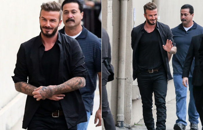 David Beckham mostra bom humor e esbanja carisma nos estúdios da ABC