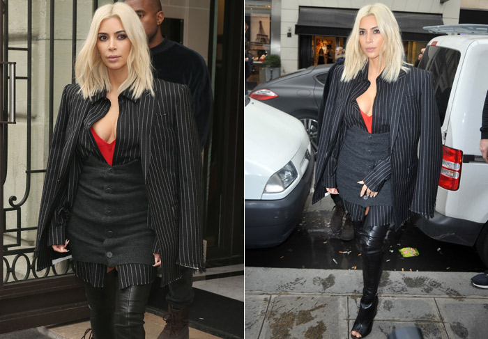 Kim Kardashian faz compras com look decotadíssimo em Paris