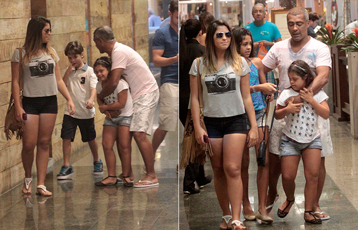 Atencioso, Romário leva as filhas para almoçar no Rio