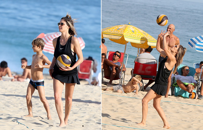 Fernanda Lima mostra habilidade do vôlei de praia
