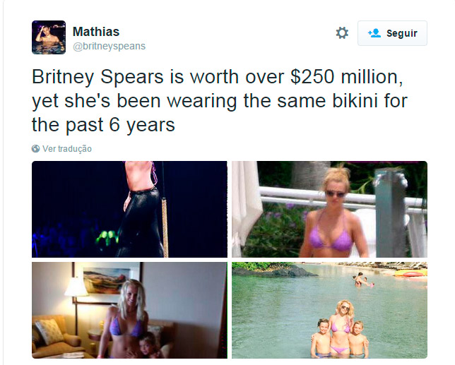 Criticam Britney Spears por usar o mesmo biquíni de 2009
