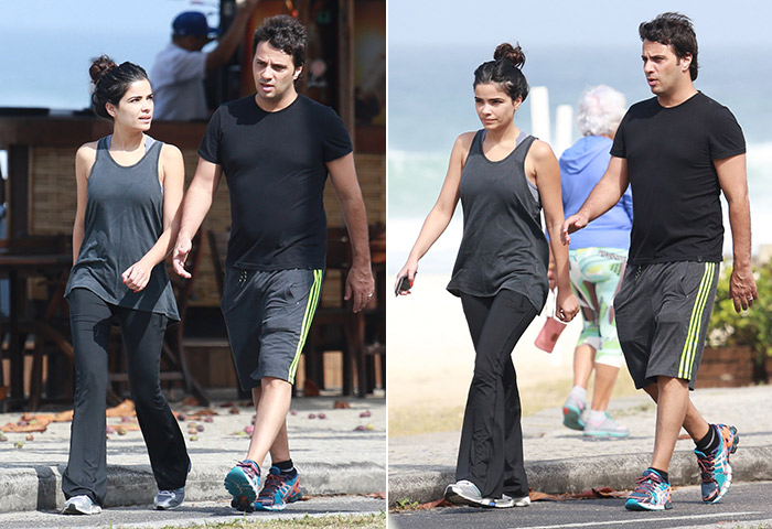 Vanessa Giácomo faz caminhada junto com o marido no Rio