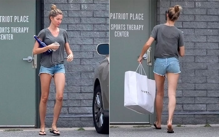 Gisele Bündchen arrasa ao usar shortinho jeans em Boston