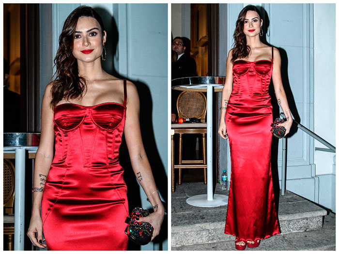 Thaila Ayala valoriza o corpão com vestido vermelho