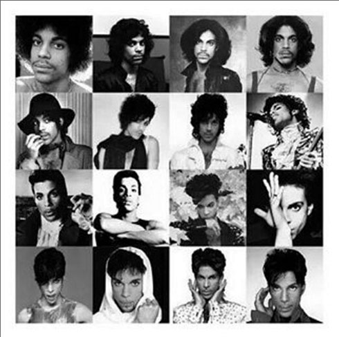 Uma montagem de alguns momentos de Prince, compartilhada em seu Instagram. Dá para notar as várias mudanças do artista